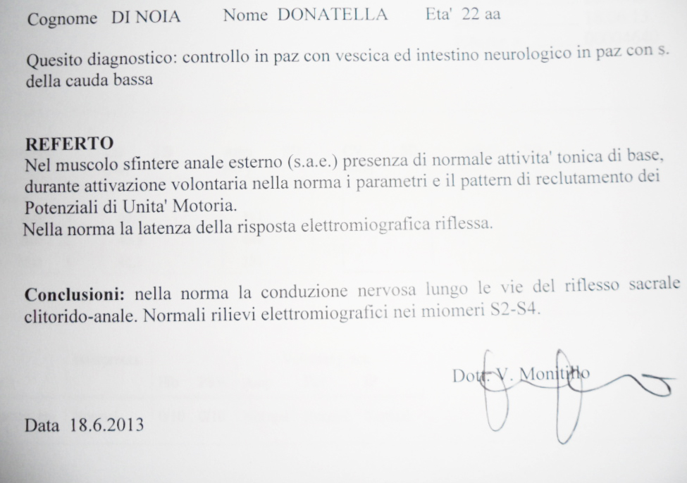 referto Dr. Bensi Neurochirurgo